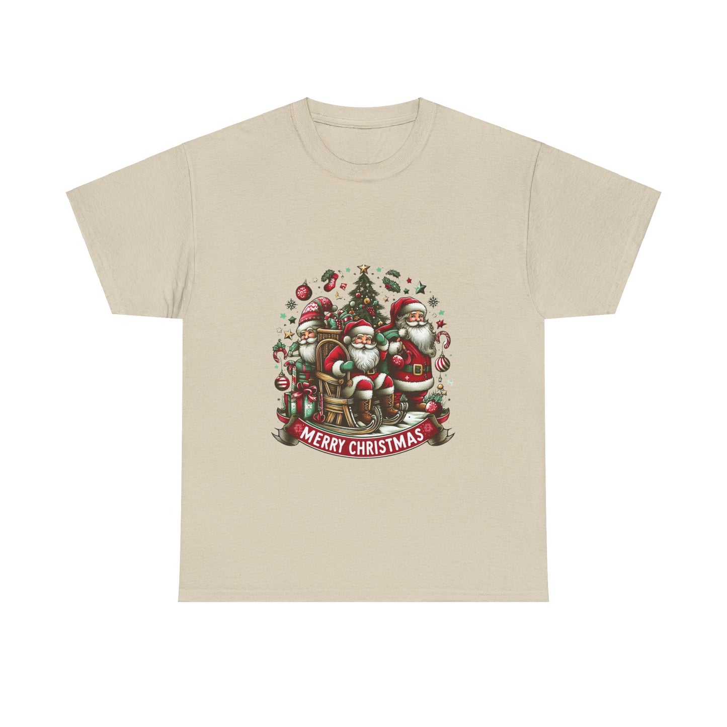 Merry Christmas Unisex Heavy Cotton Tee - Festive Holiday Shirt