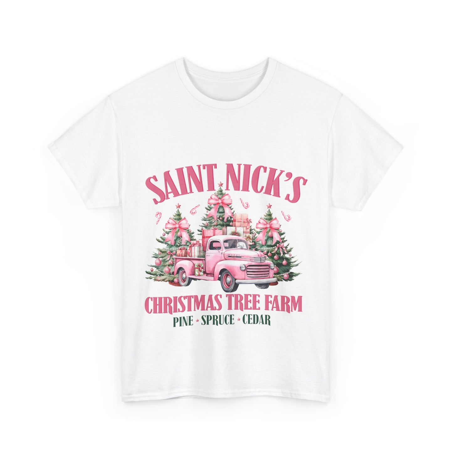 Saint Nick's Christmas Tree Farm Unisex Heavy Cotton Tee - Festive Holiday Apparel