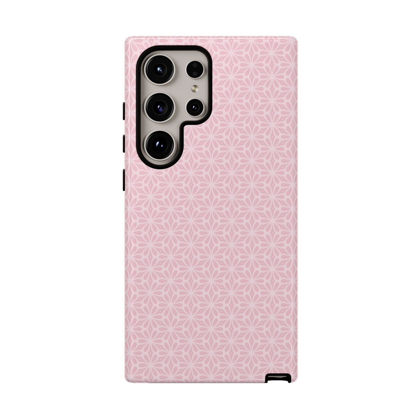 Stylish Tough Phone Case with Elegant Pink Floral Design