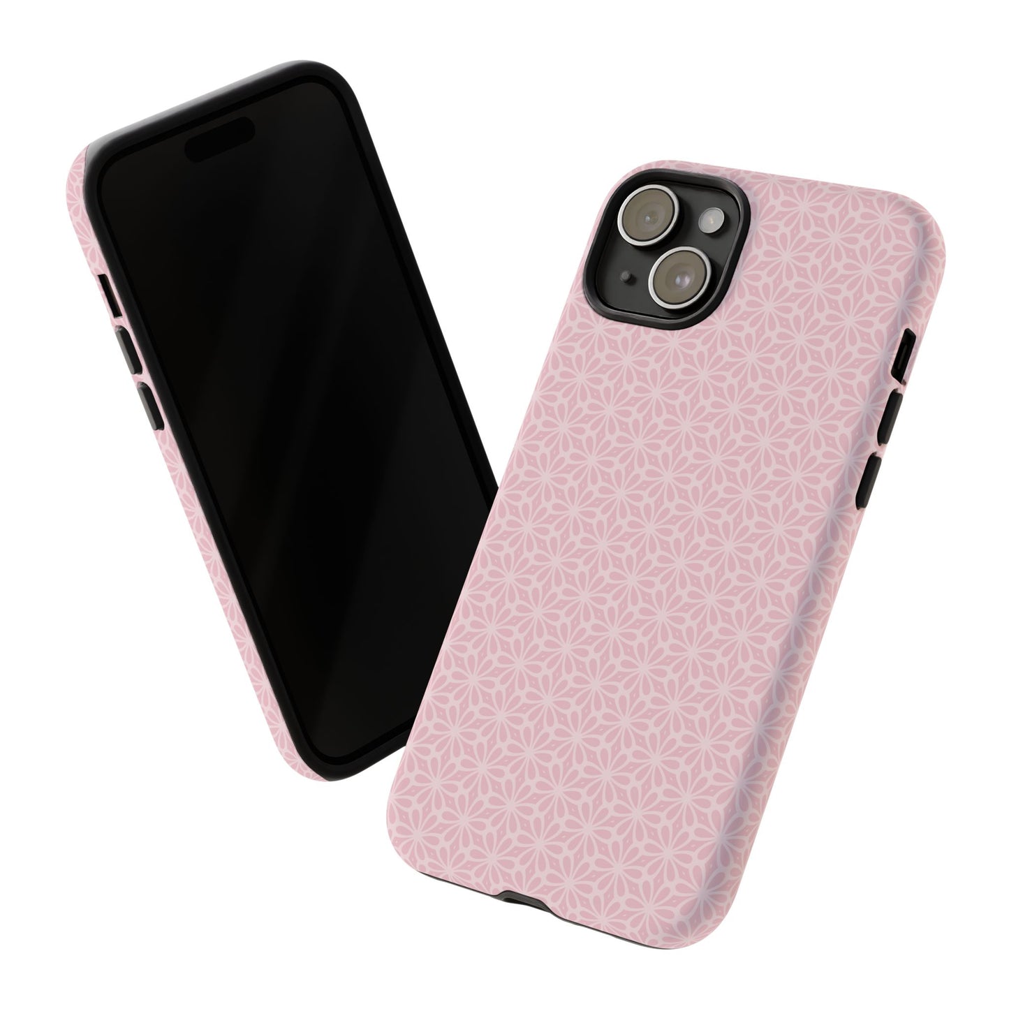 Stylish Tough Phone Case with Elegant Pink Floral Design