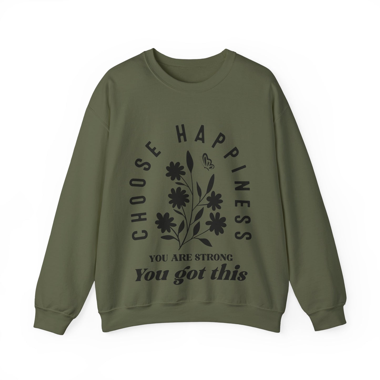 Choose Happiness Crewneck Sweatshirt - Inspirational Unisex Apparel