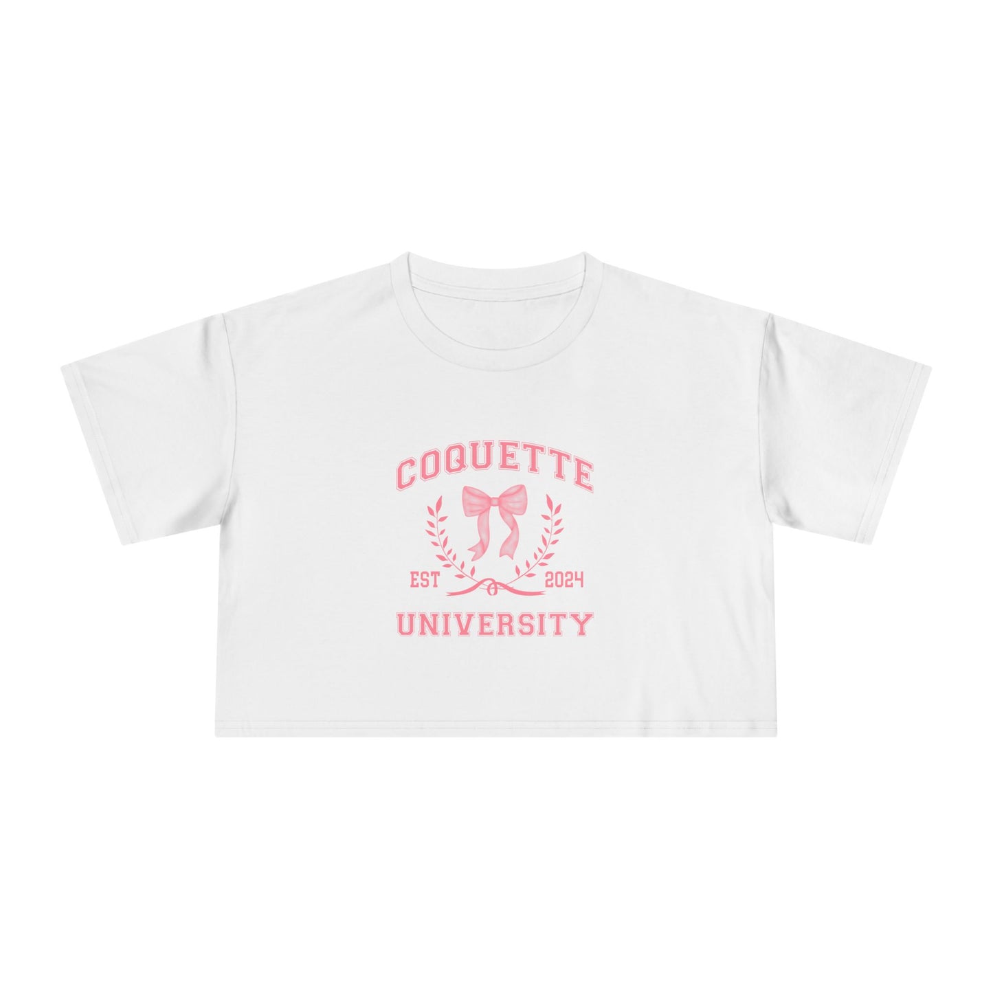 Coquette University Women's Crop Tee - Trendy & Stylish Black Tee for College Students