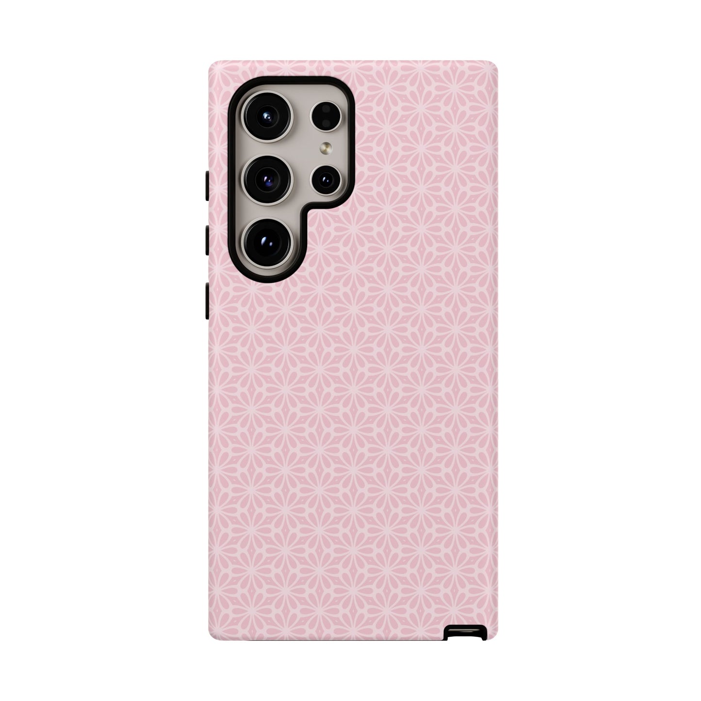 Stylish Tough Phone Case with Elegant Pink Floral Design