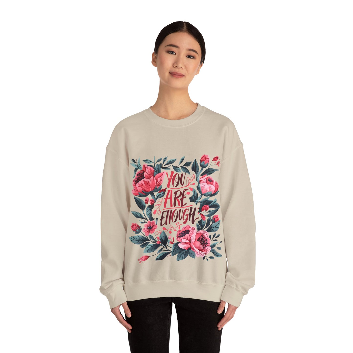 Floral Motivational Unisex Crewneck Sweatshirt - 'You Are Enough'