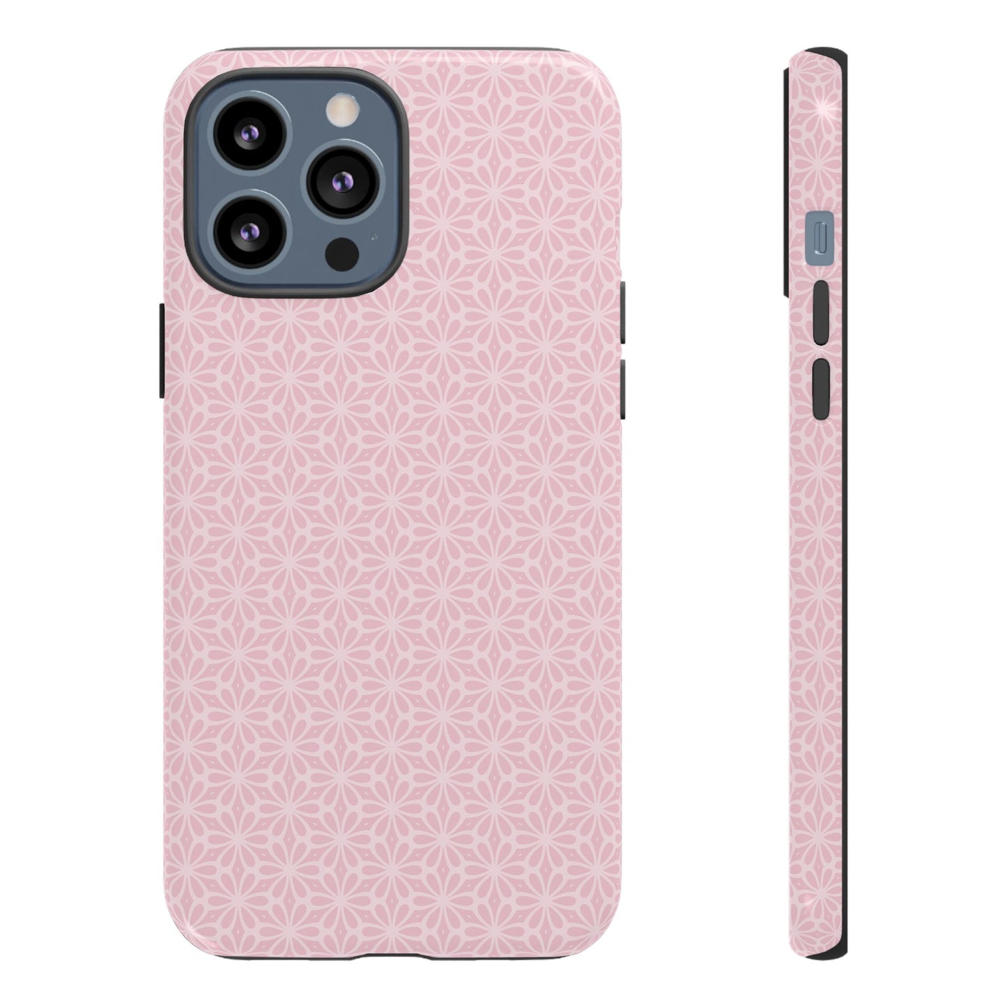 Stylish Tough Phone Case with Elegant Pink Floral Design