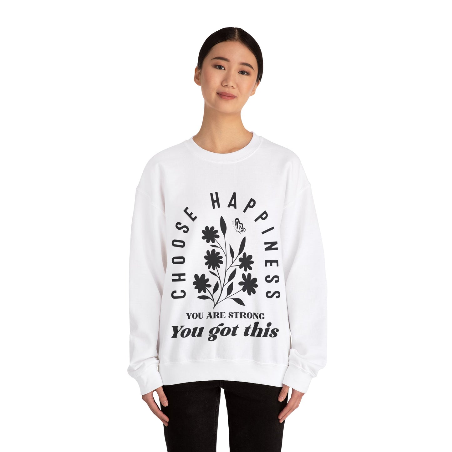 Choose Happiness Crewneck Sweatshirt - Inspirational Unisex Apparel