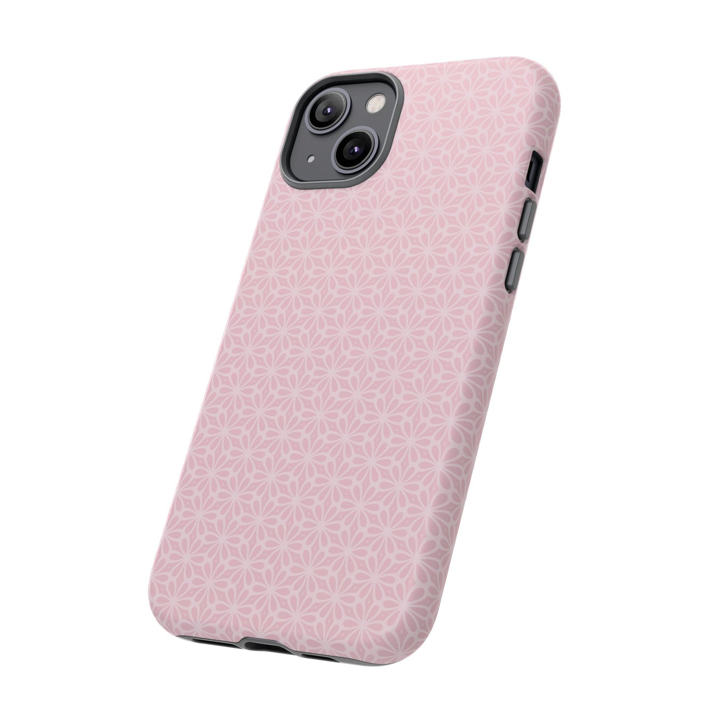 Stylish Tough Phone Case with Elegant Pink Floral Design