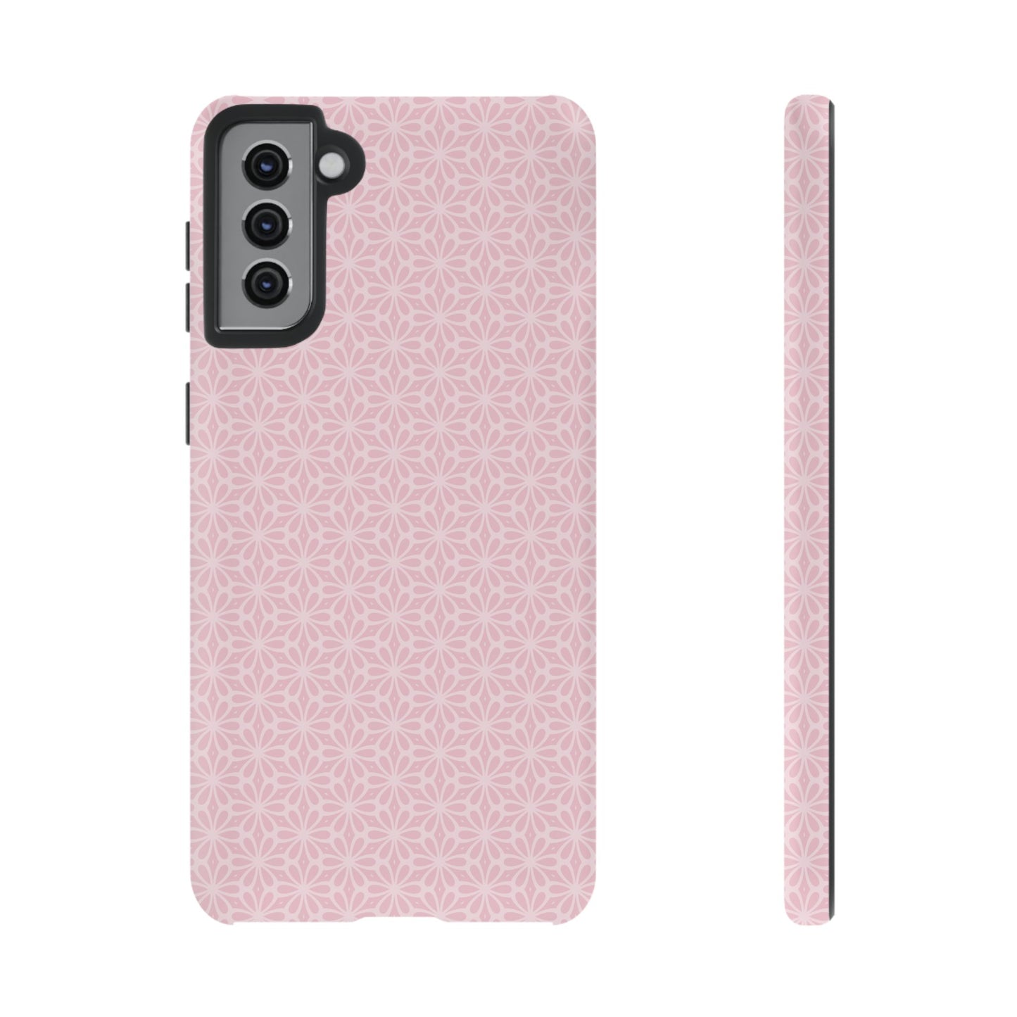 Stylish Tough Phone Case with Elegant Pink Floral Design