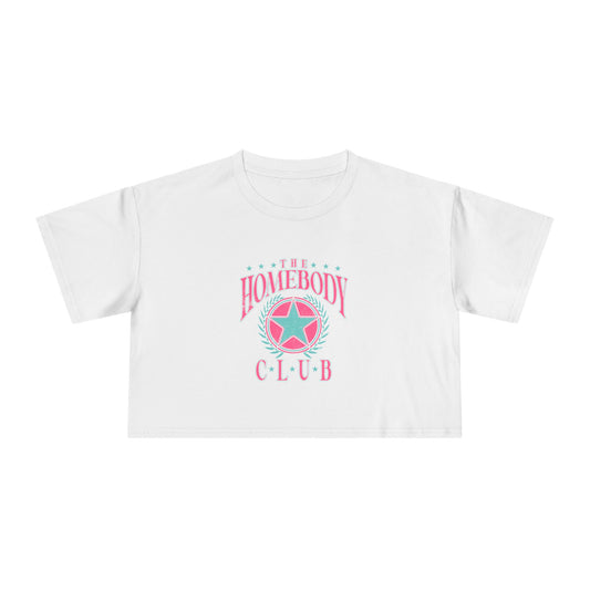 Homebody Club Women's Crop Tee - Stylish Relaxed Fit for Cozy Days