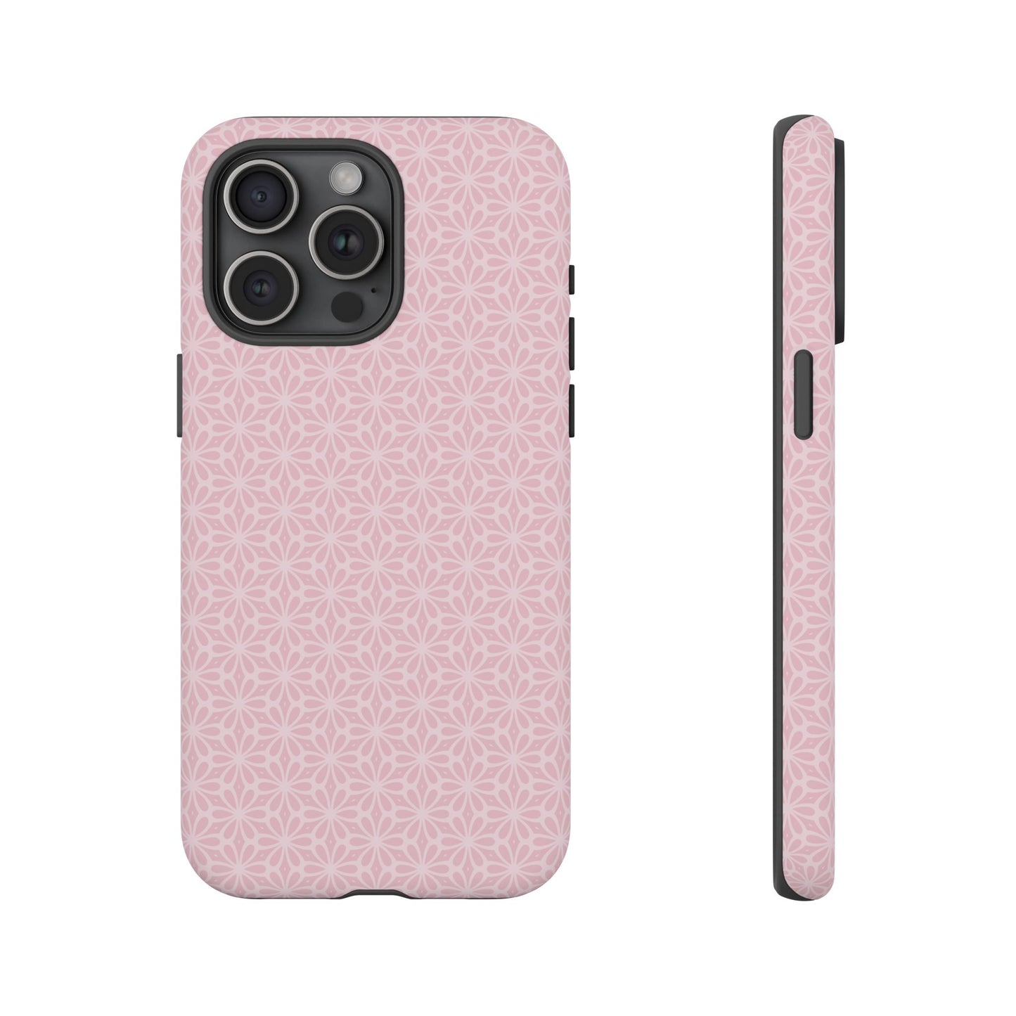 Stylish Tough Phone Case with Elegant Pink Floral Design