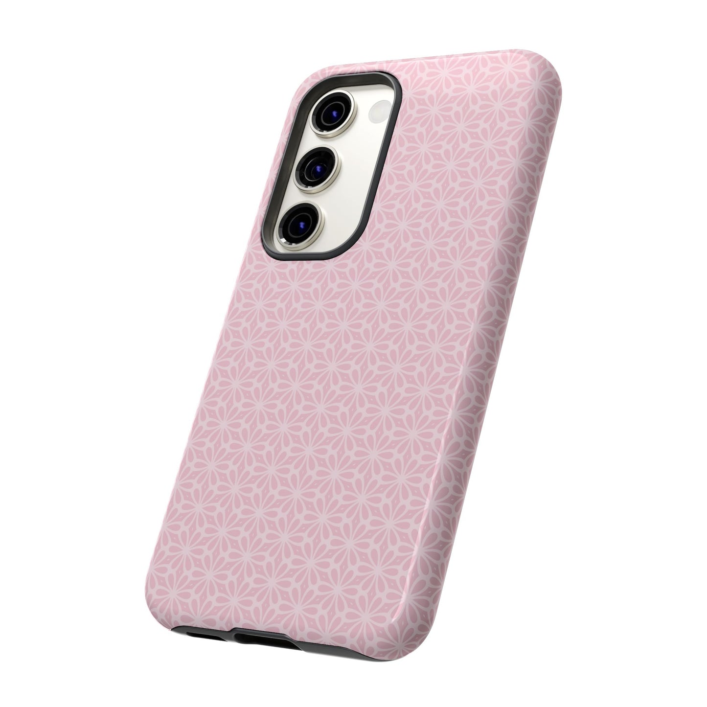 Stylish Tough Phone Case with Elegant Pink Floral Design