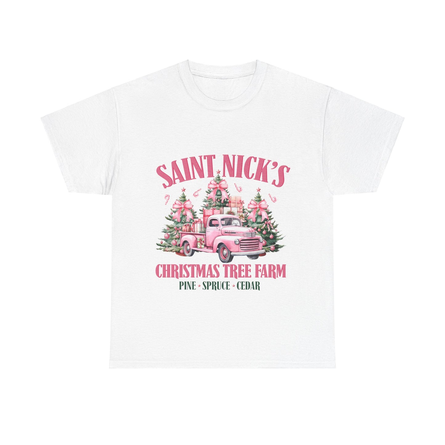 Saint Nick's Christmas Tree Farm Unisex Heavy Cotton Tee - Festive Holiday Apparel