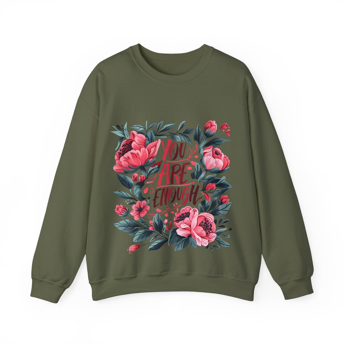 Floral Motivational Unisex Crewneck Sweatshirt - 'You Are Enough'