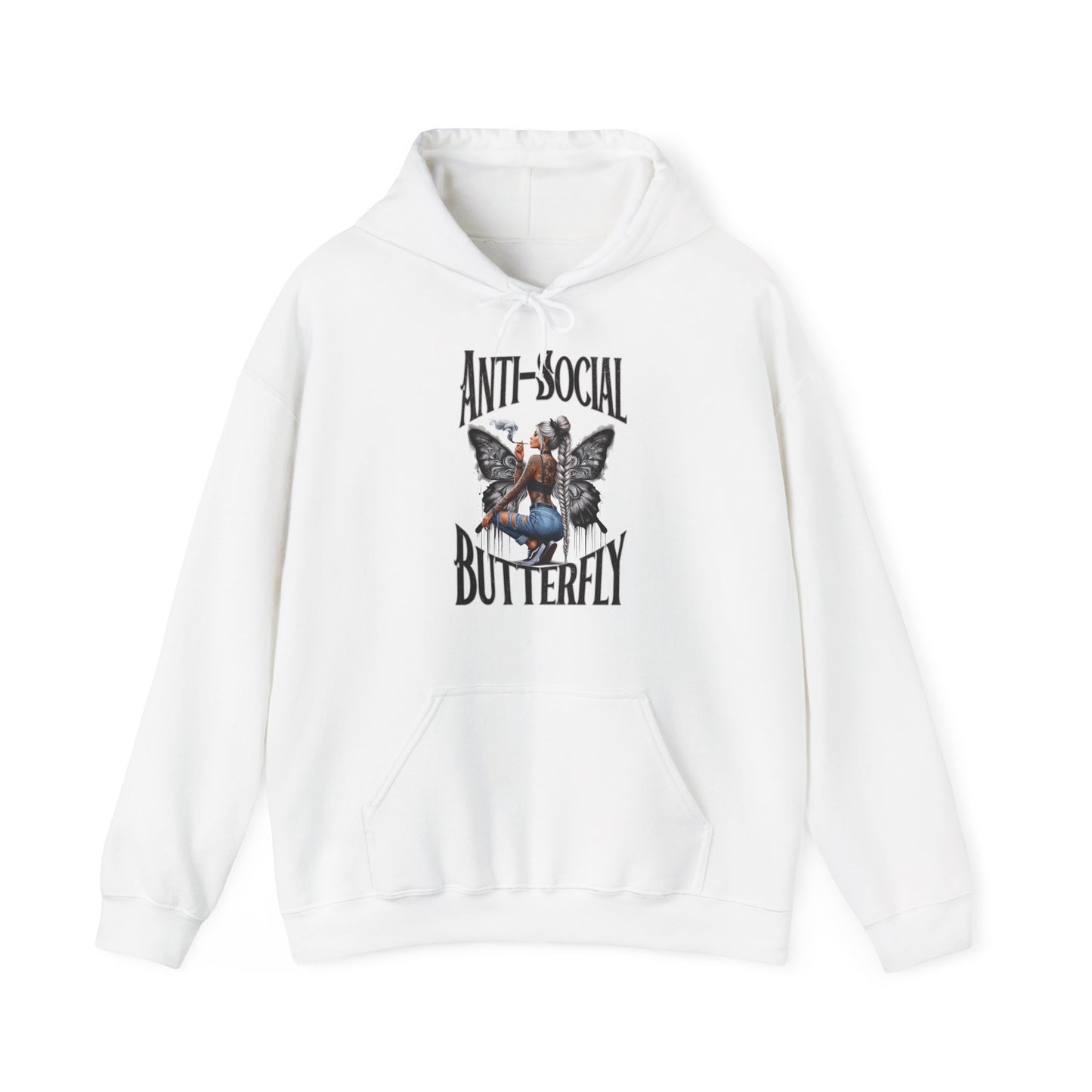 Anti-Social Butterfly Unisex Heavy Blend Hooded Sweatshirt - Cozy and Stylish