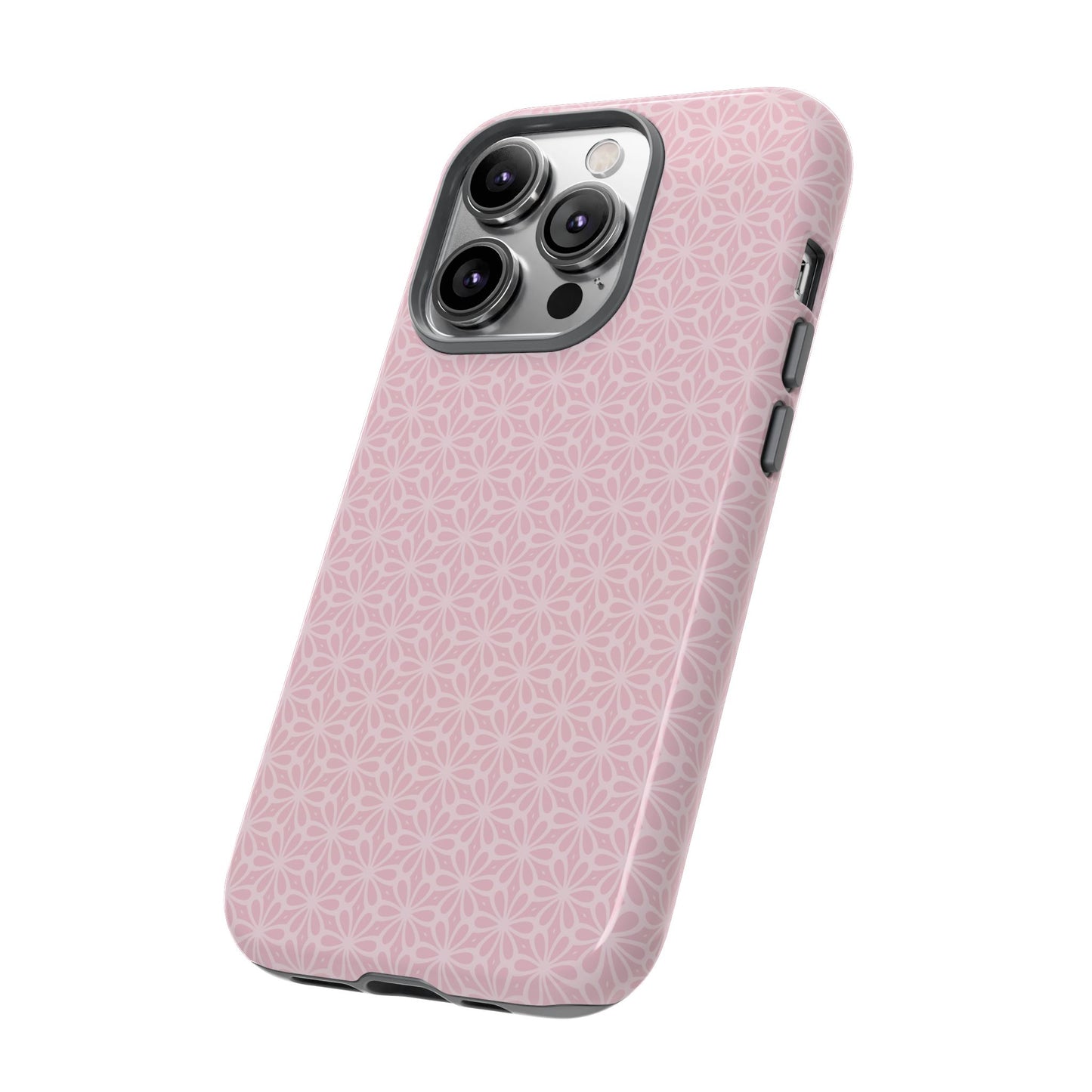 Stylish Tough Phone Case with Elegant Pink Floral Design