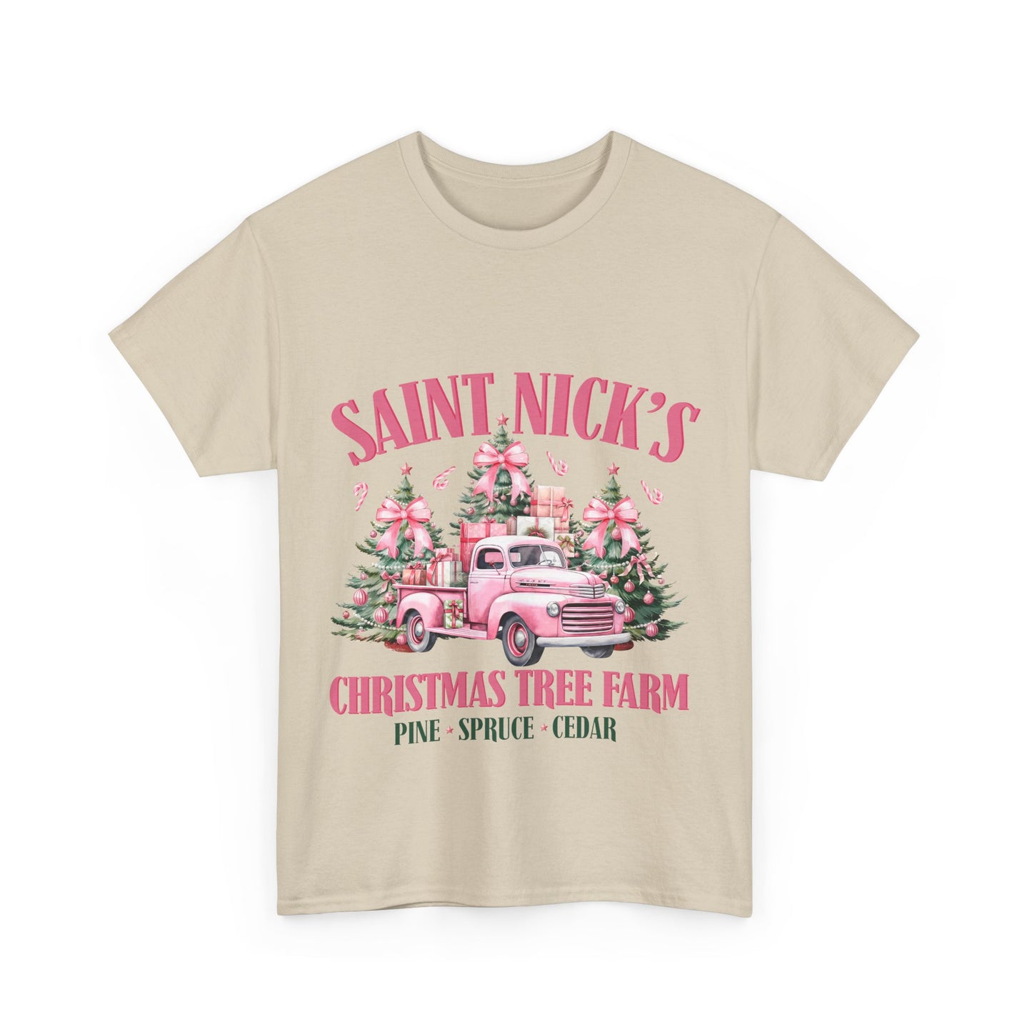 Saint Nick's Christmas Tree Farm Unisex Heavy Cotton Tee - Festive Holiday Apparel