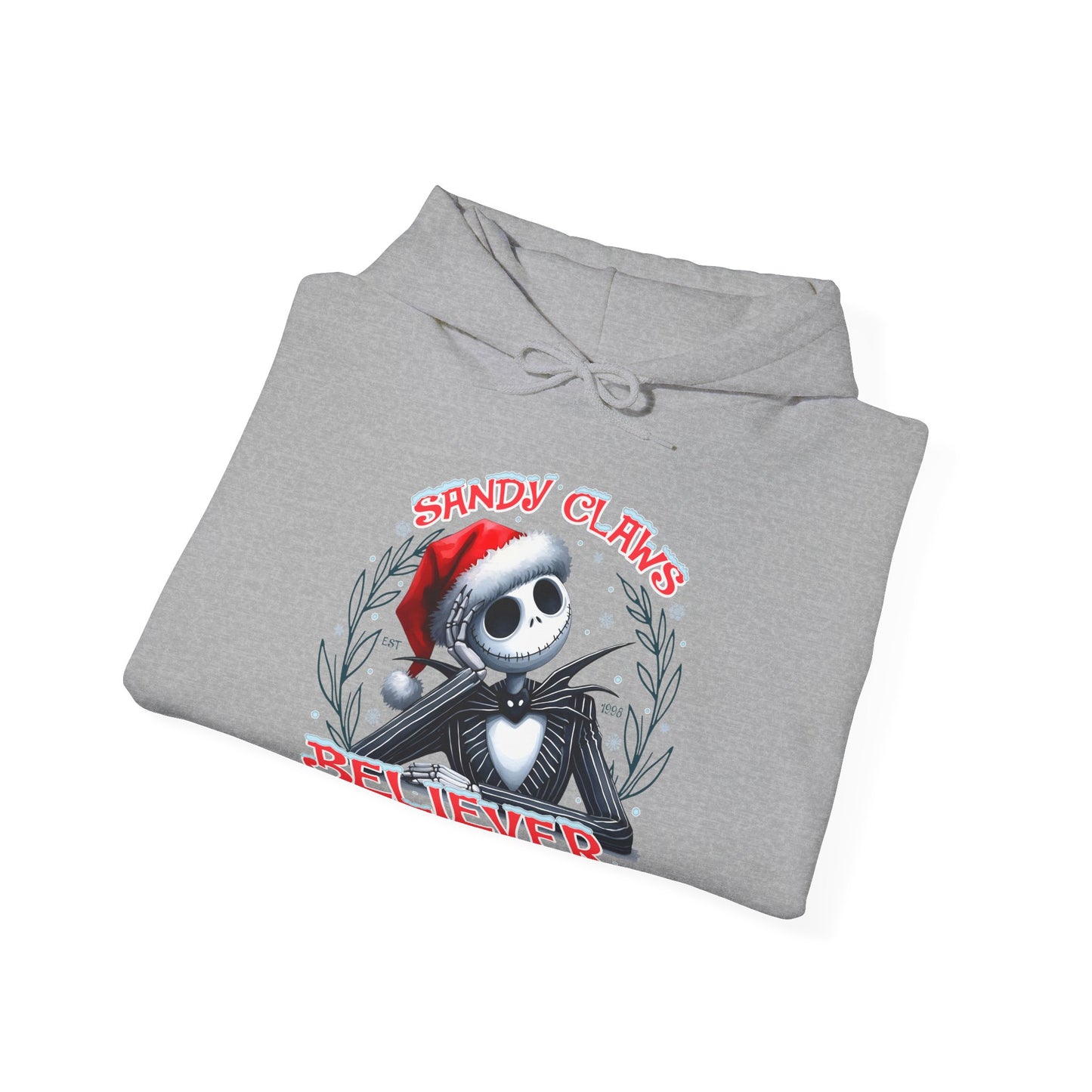 Sandy Claws Believer Hoodie – Festive Unisex Heavy Blend Sweatshirt for Holiday Cheer