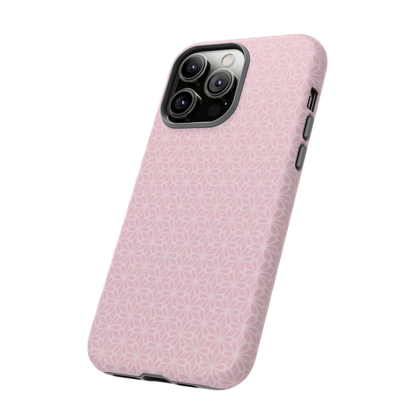 Stylish Tough Phone Case with Elegant Pink Floral Design