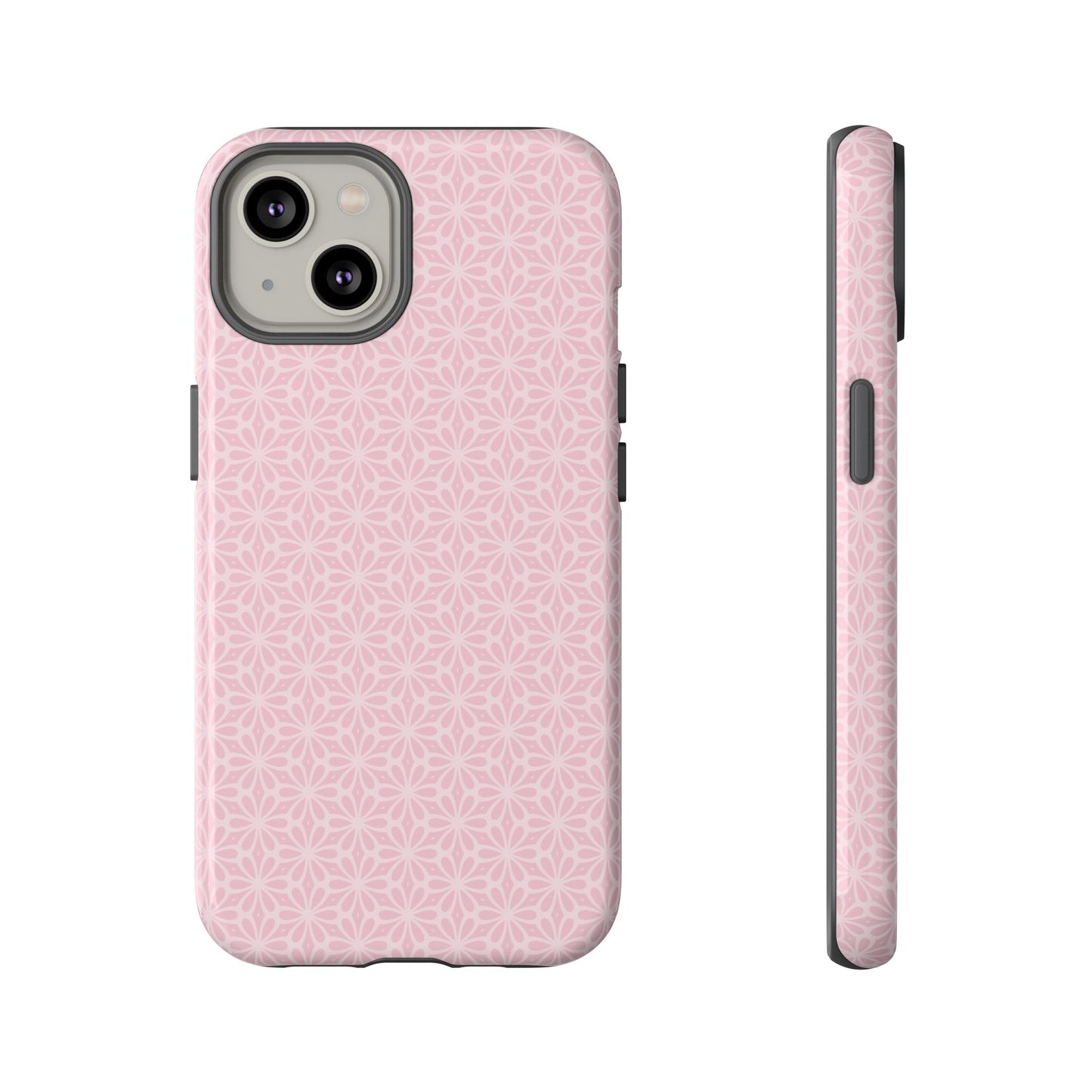 Stylish Tough Phone Case with Elegant Pink Floral Design