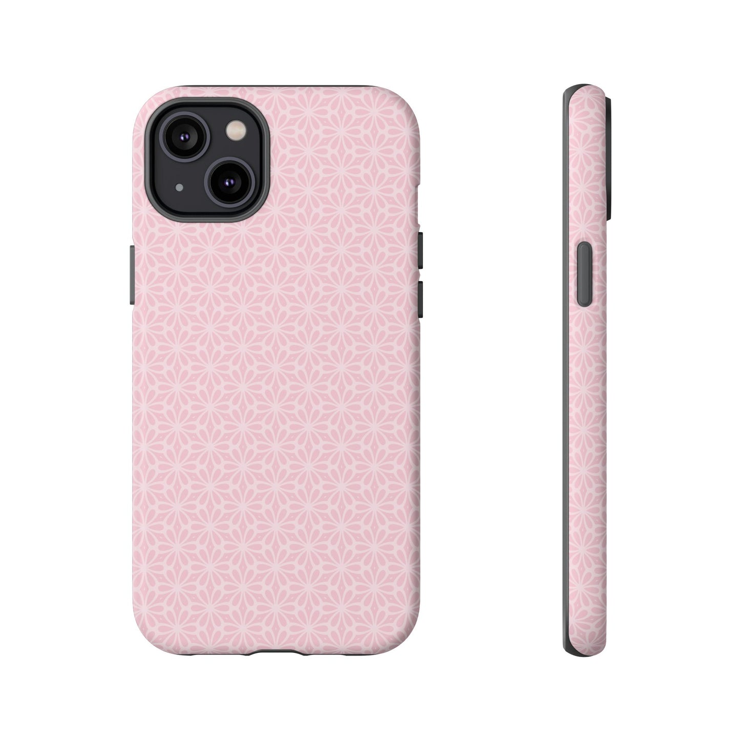 Stylish Tough Phone Case with Elegant Pink Floral Design