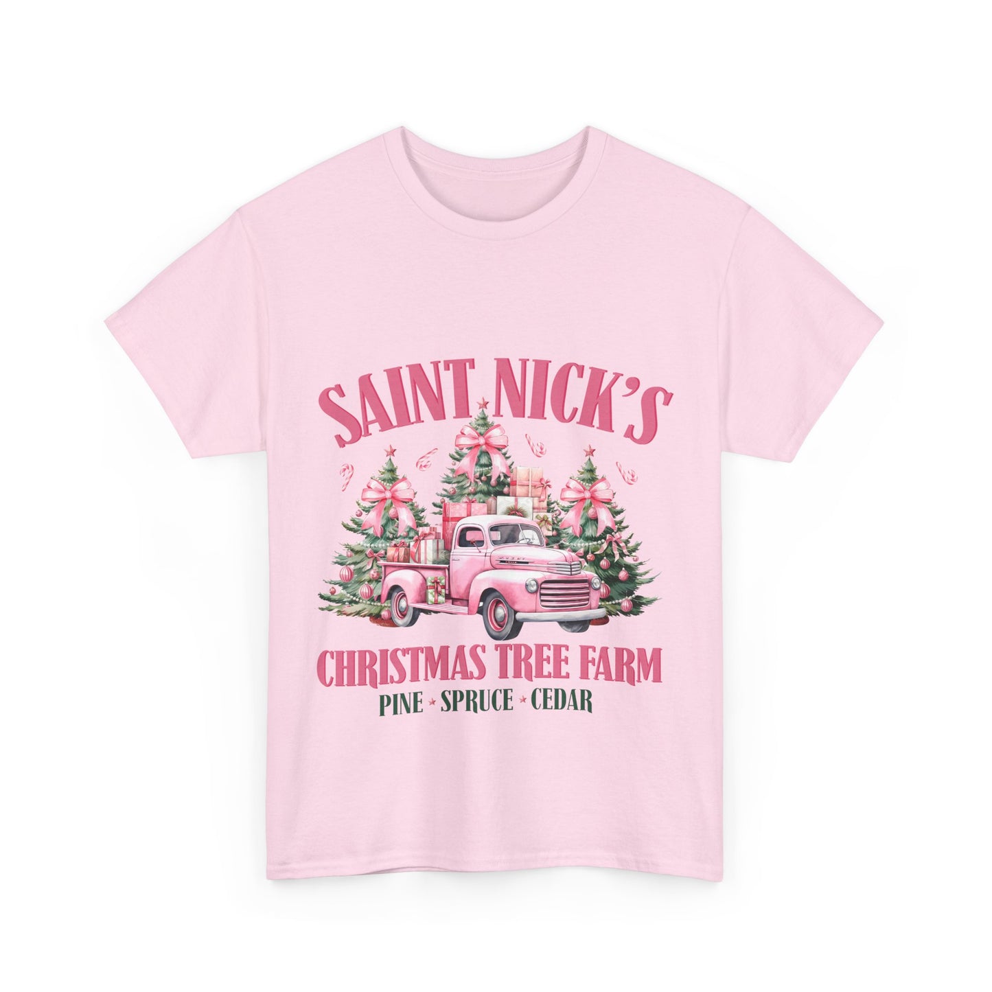 Saint Nick's Christmas Tree Farm Unisex Heavy Cotton Tee - Festive Holiday Apparel