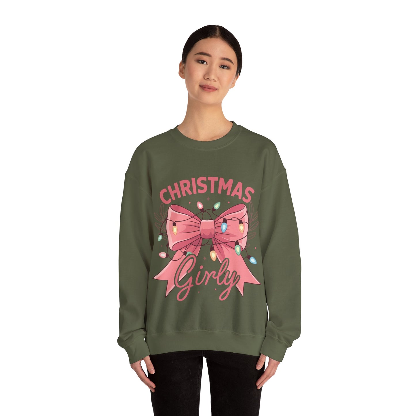 Girly Christmas Lights Crewneck Sweatshirt - Holiday Fashion for Festive Vibes