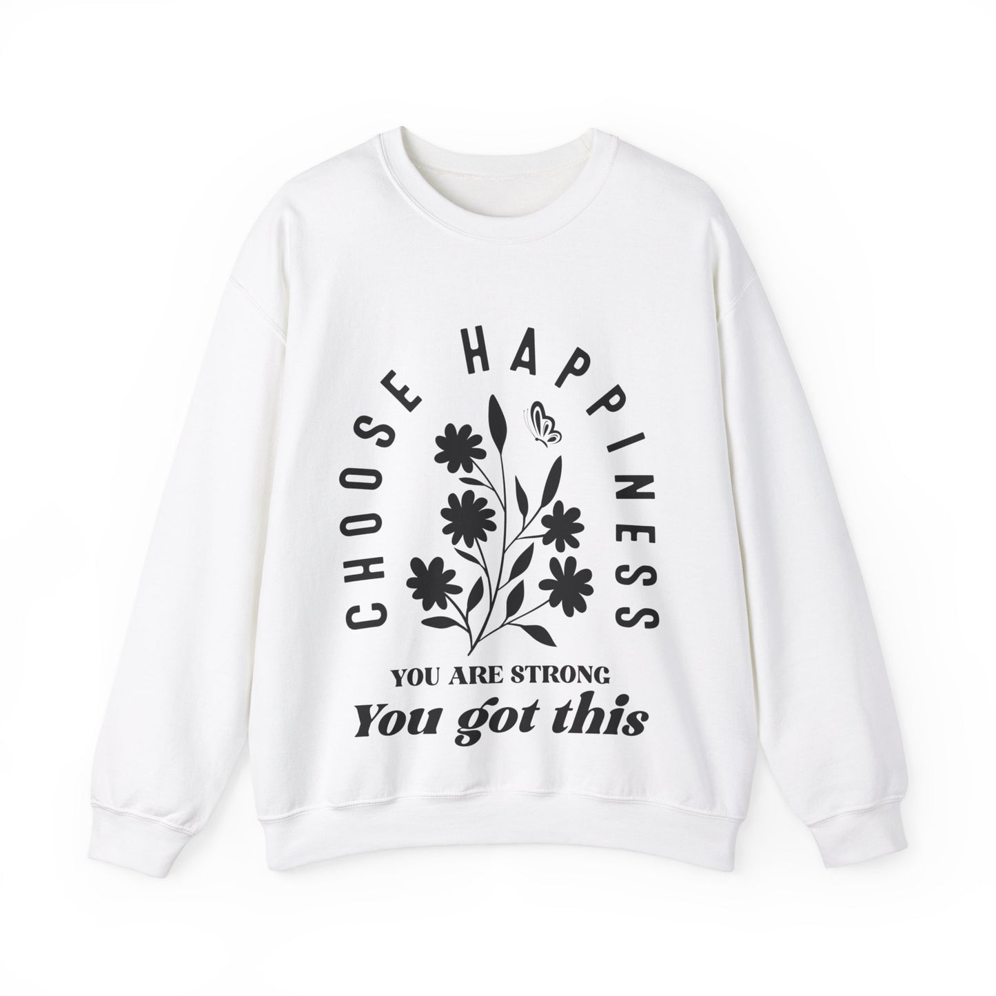 Choose Happiness Crewneck Sweatshirt - Inspirational Unisex Apparel