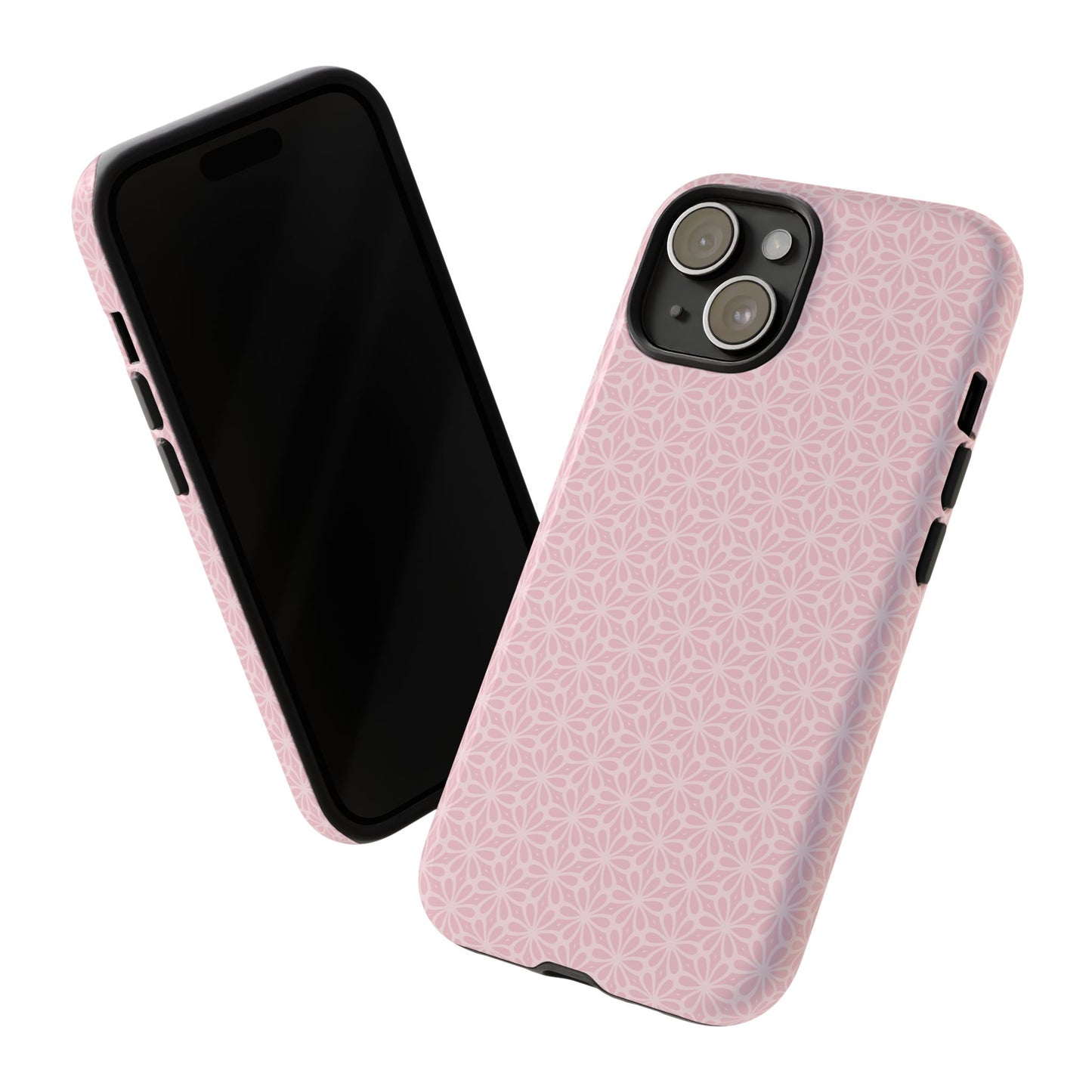 Stylish Tough Phone Case with Elegant Pink Floral Design