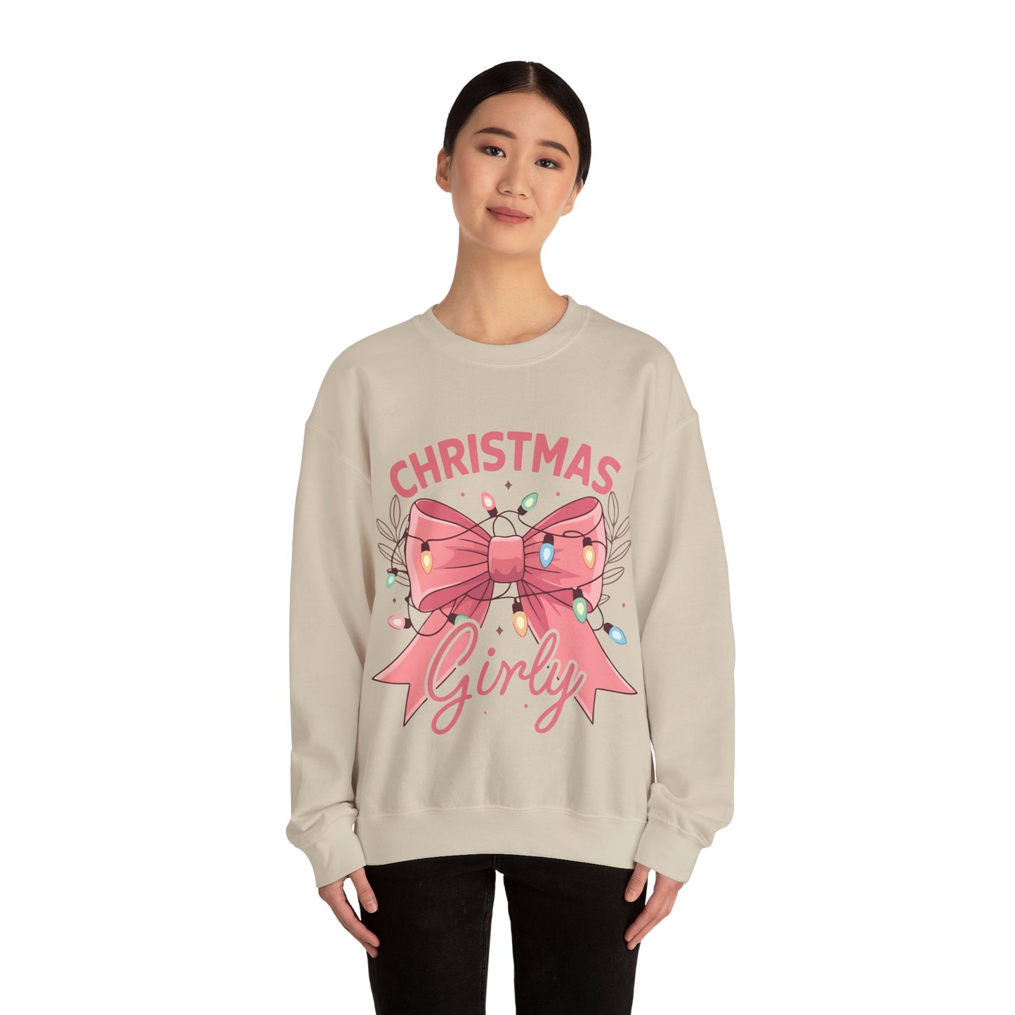 Girly Christmas Lights Crewneck Sweatshirt - Holiday Fashion for Festive Vibes