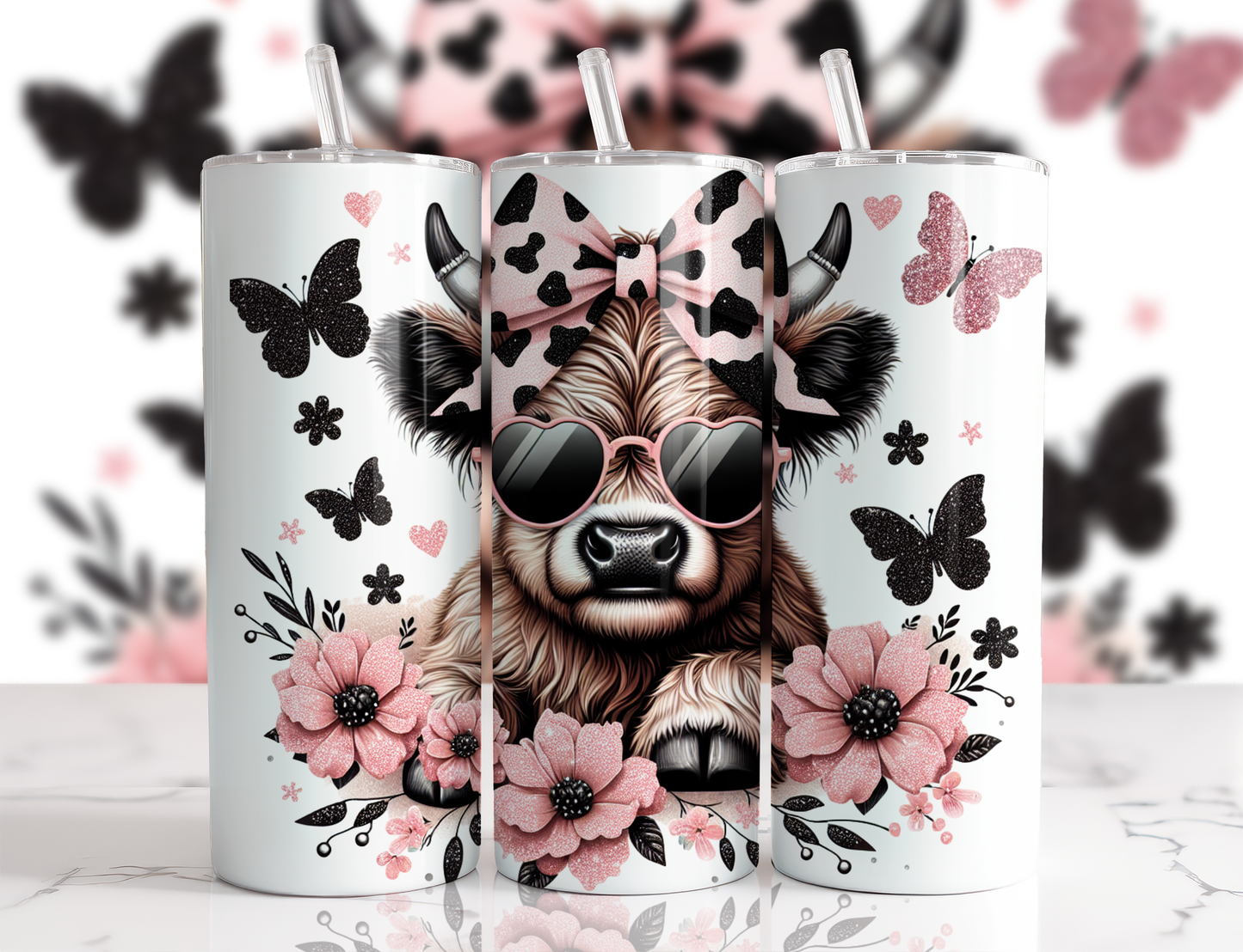 20 oz Highland cow metal Tumbler, Insulated skinny drinking tumbler