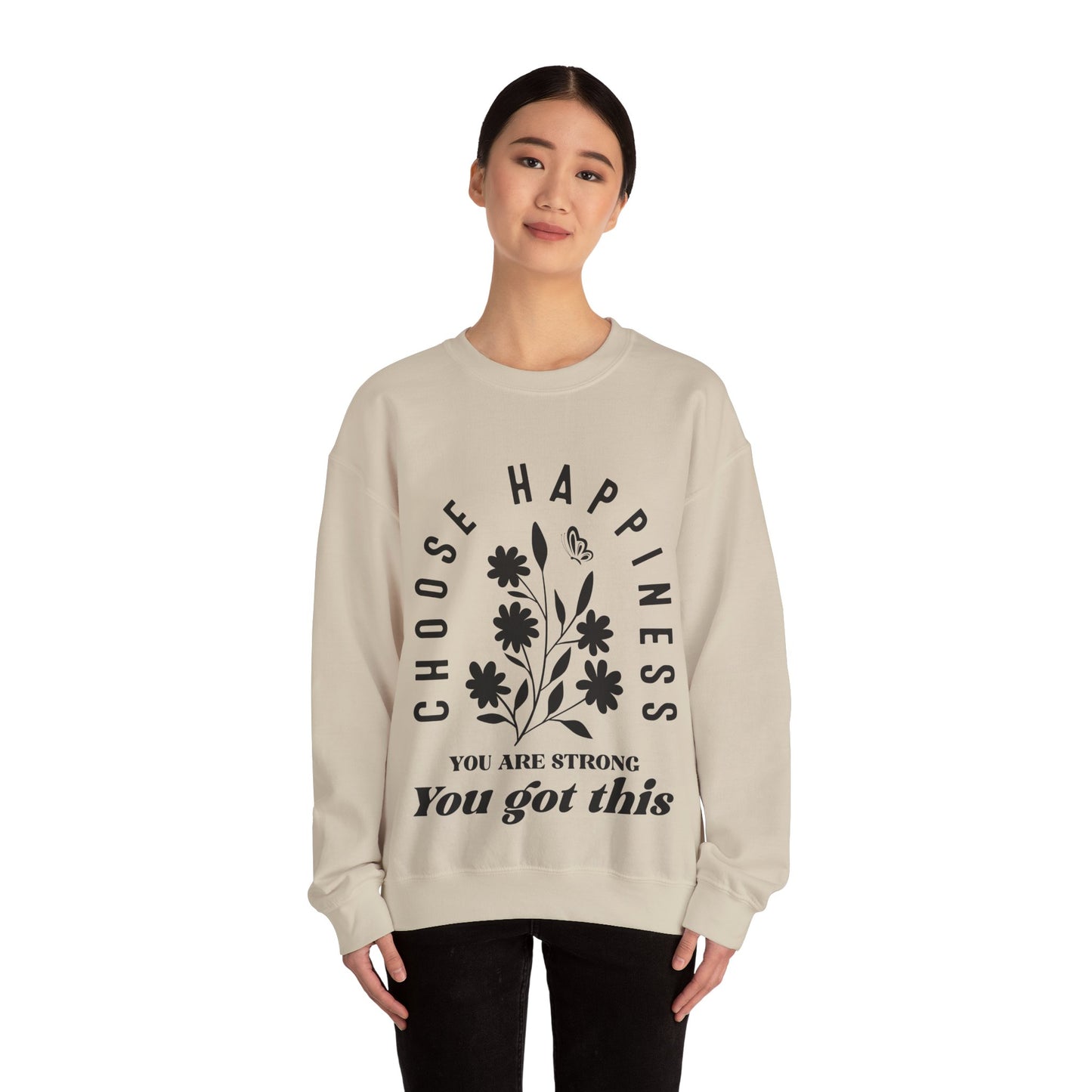 Choose Happiness Crewneck Sweatshirt - Inspirational Unisex Apparel