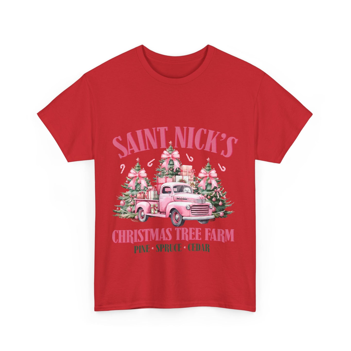 Saint Nick's Christmas Tree Farm Unisex Heavy Cotton Tee - Festive Holiday Apparel