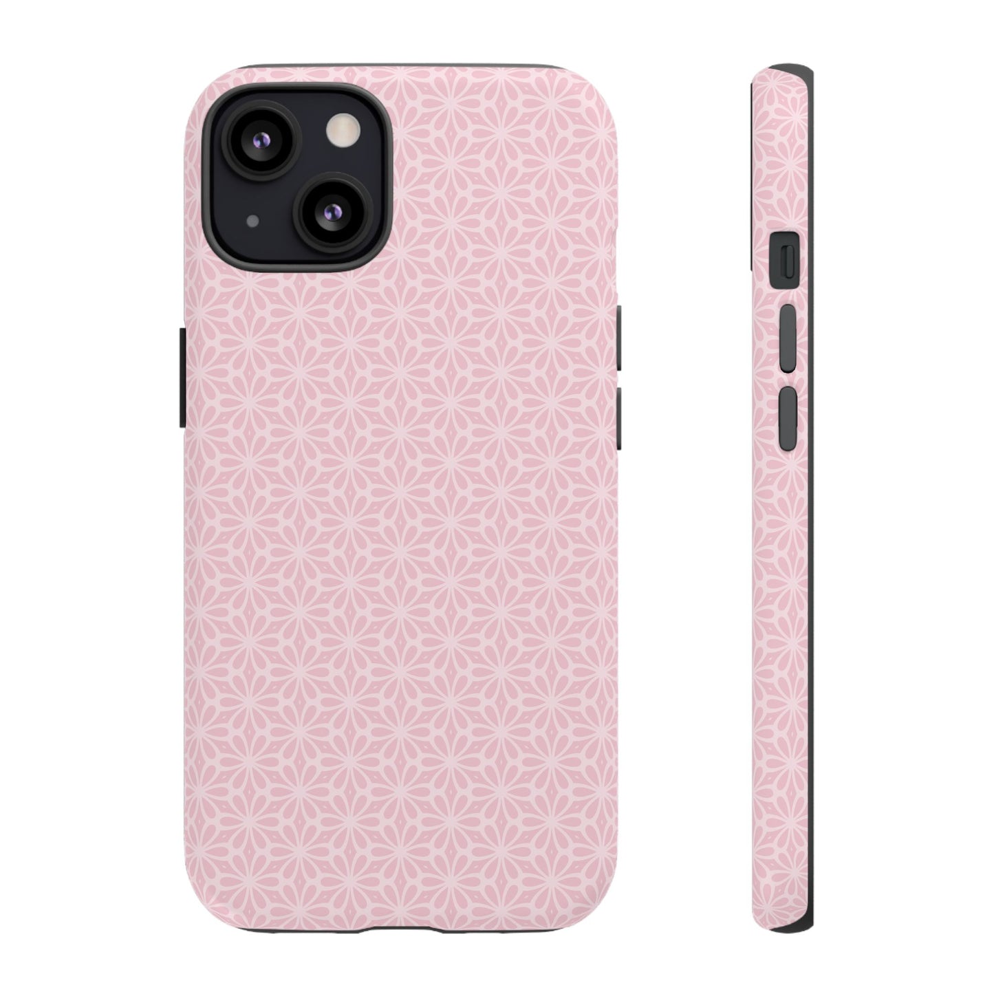 Stylish Tough Phone Case with Elegant Pink Floral Design