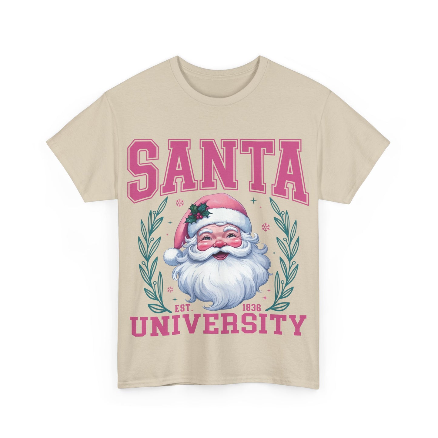 Santa University Unisex Heavy Cotton Tee - Festive Holiday Shirt