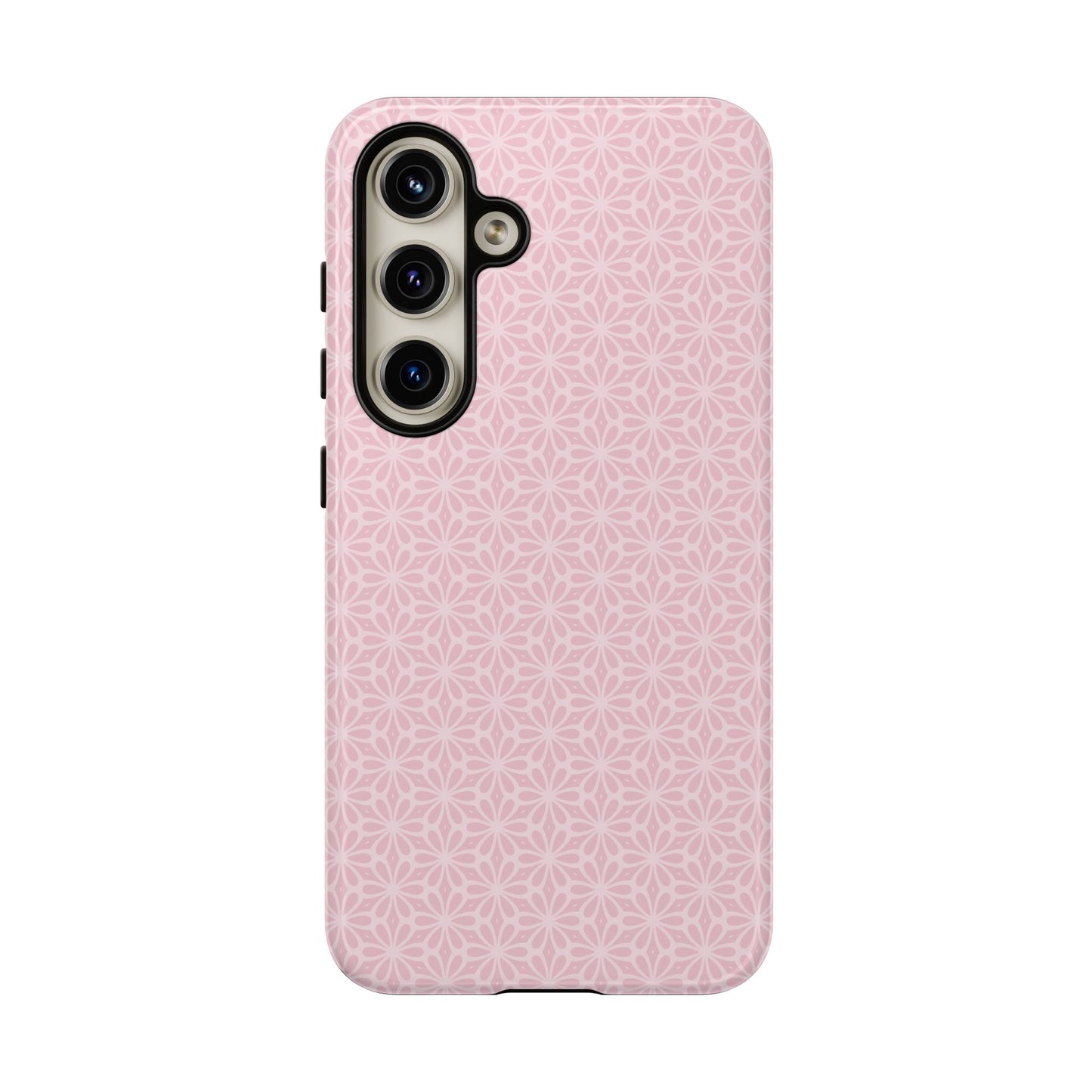 Stylish Tough Phone Case with Elegant Pink Floral Design