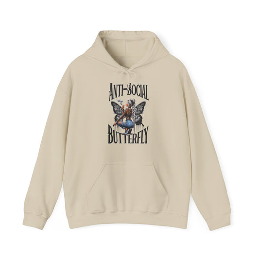 Anti-Social Butterfly Unisex Heavy Blend Hooded Sweatshirt - Cozy and Stylish