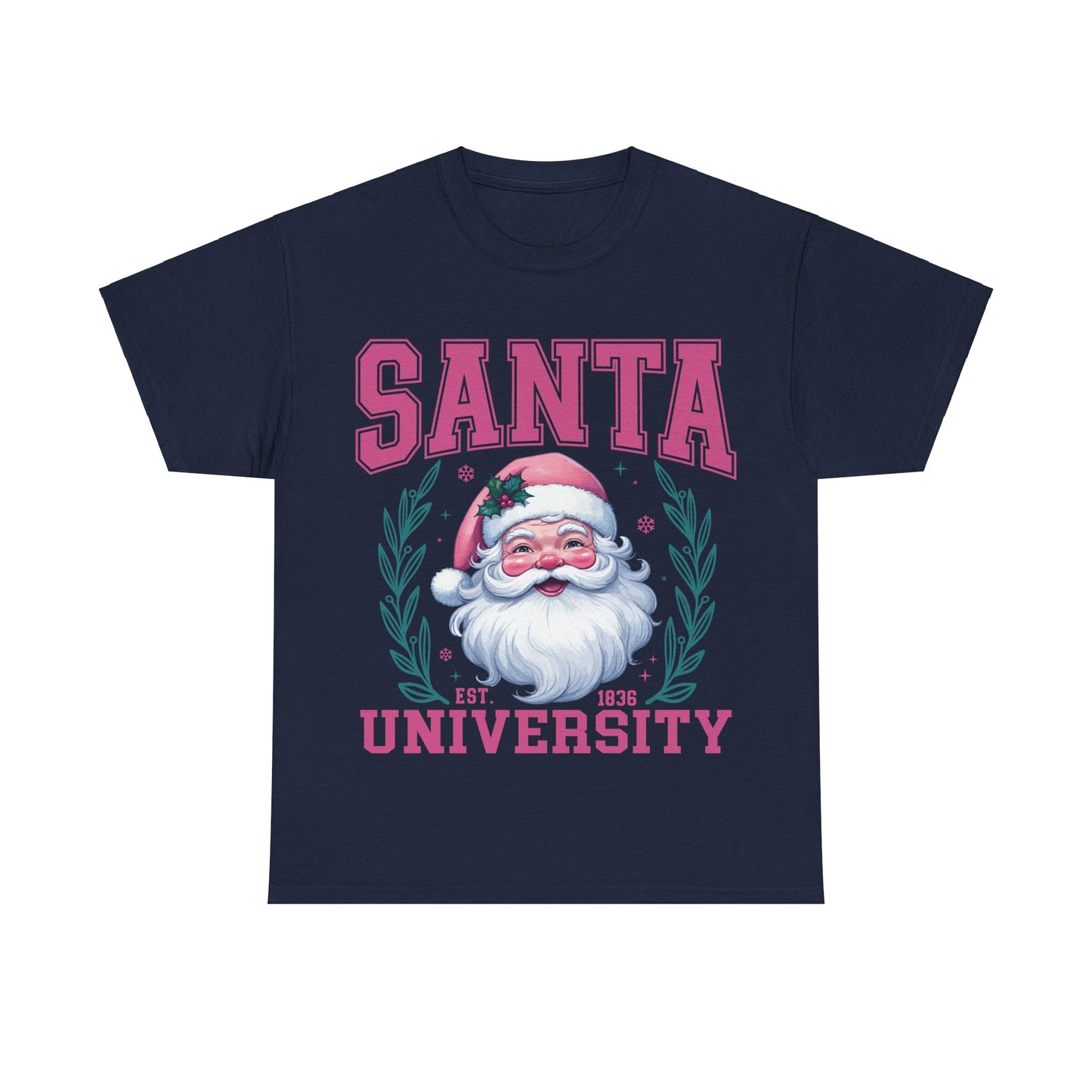 Santa University Unisex Heavy Cotton Tee - Festive Holiday Shirt