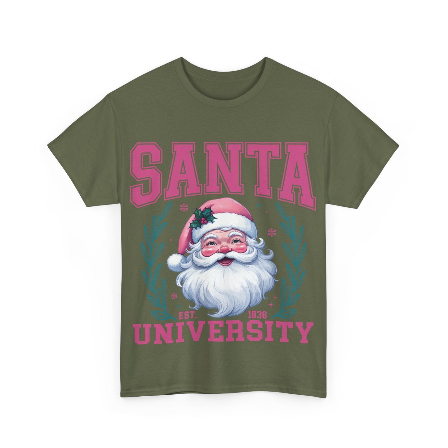 Santa University Unisex Heavy Cotton Tee - Festive Holiday Shirt