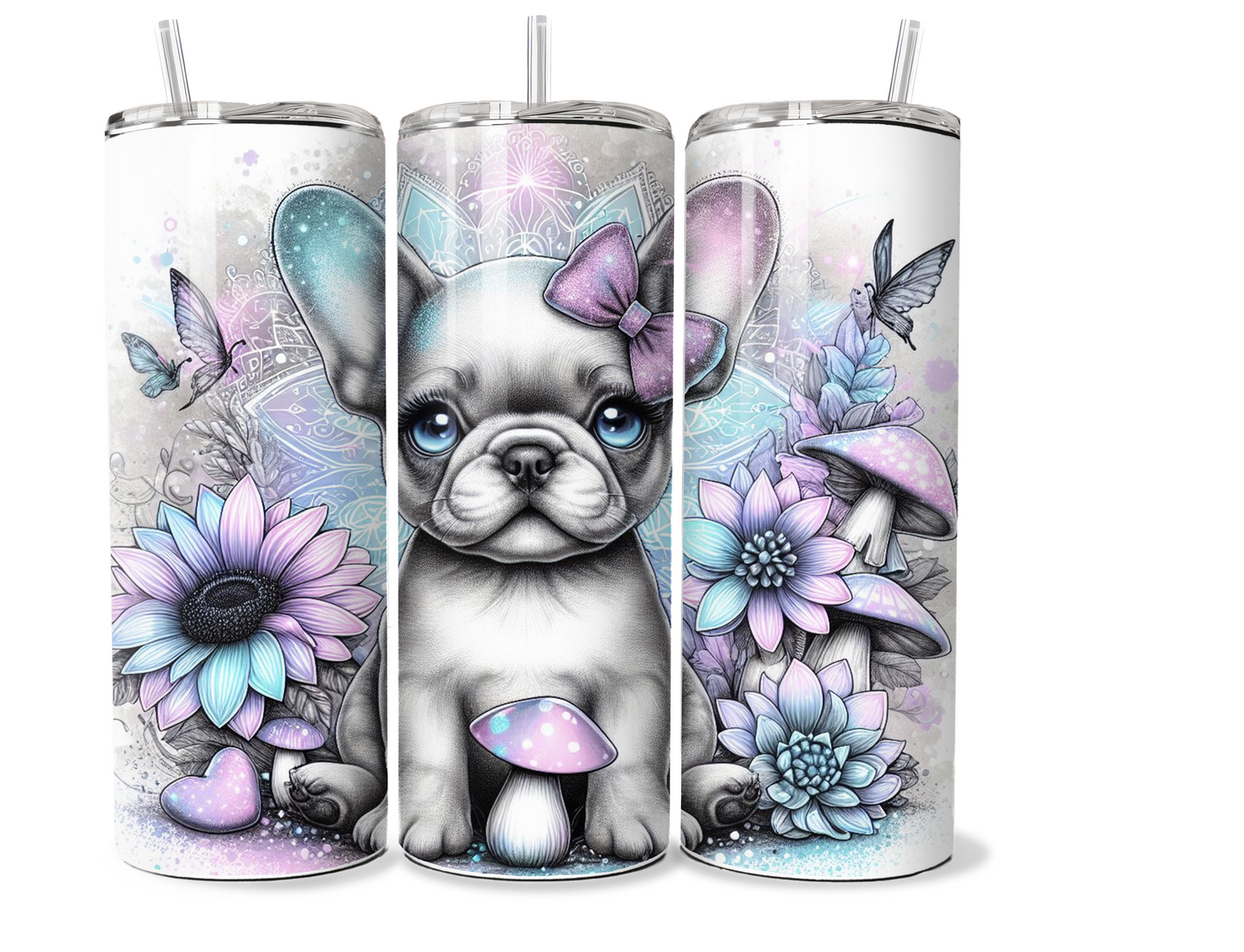 20 oz stainless steel double walled Tumbler,  Pug puppy