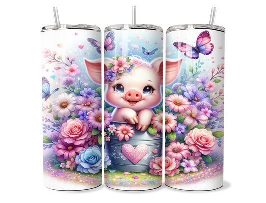 20 oz Baby pig  Tumbler, sublimation, pig design, insulated metal tumbler.