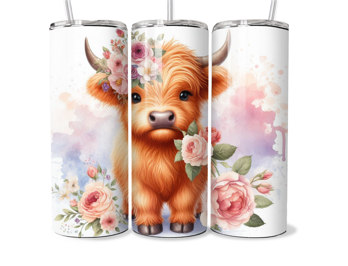 20 oz Highland Cow Tumbler, Metal insulated tumbler, sublimation wrap