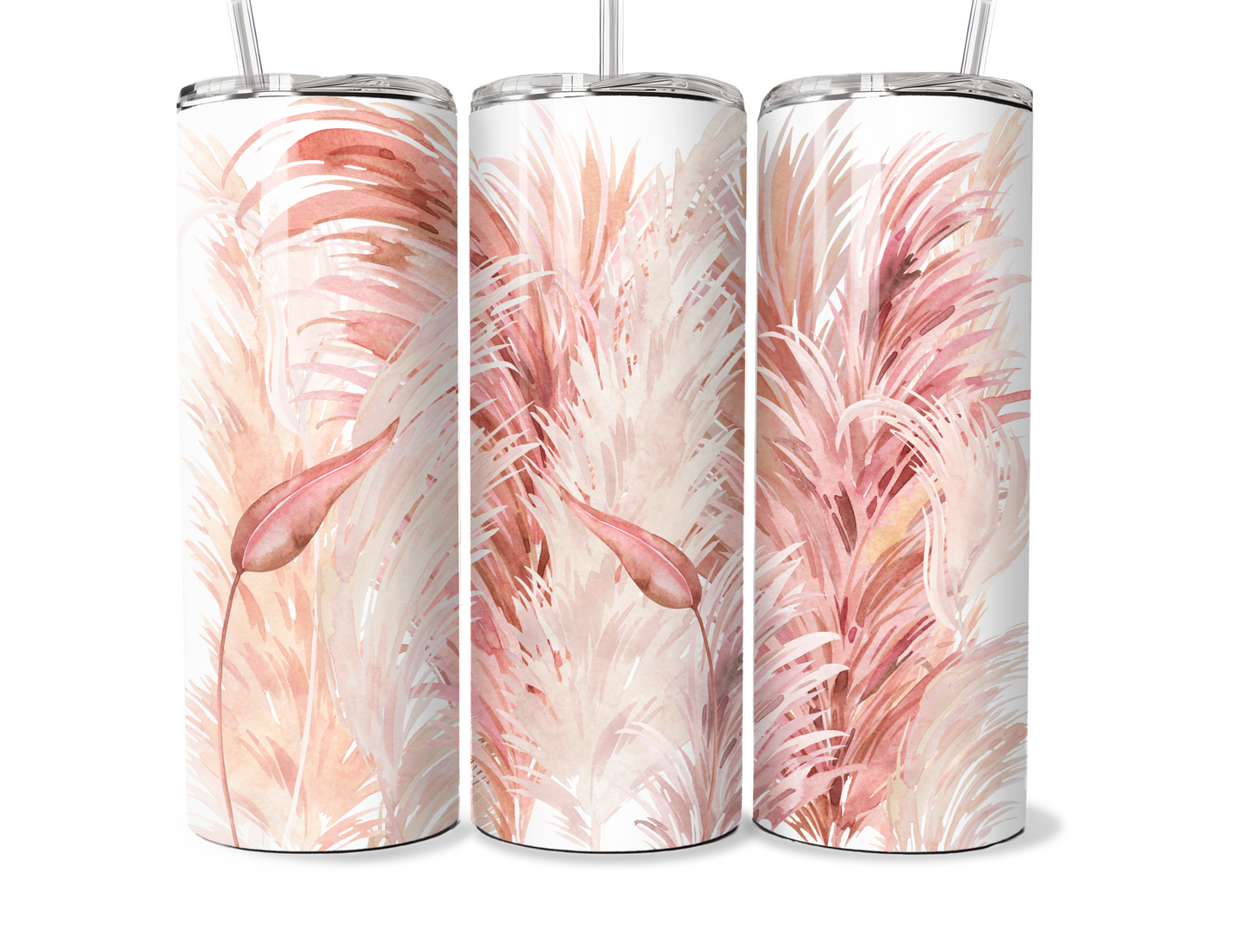 20 oz Metal Tumbler Boho design, sublimation, pink grass