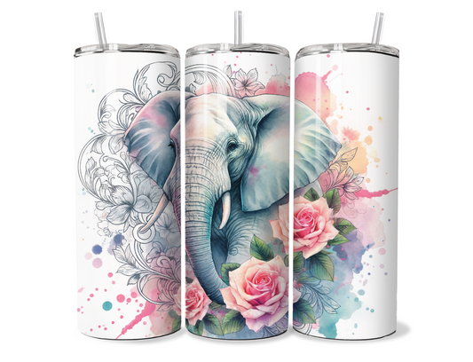 20 oz Metal Tumbler Boho design, sublimation, Elephant Mandela,floral
