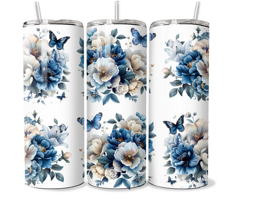 20 oz skinny Tumbler butterfly design, sublimation, insulated tumbler