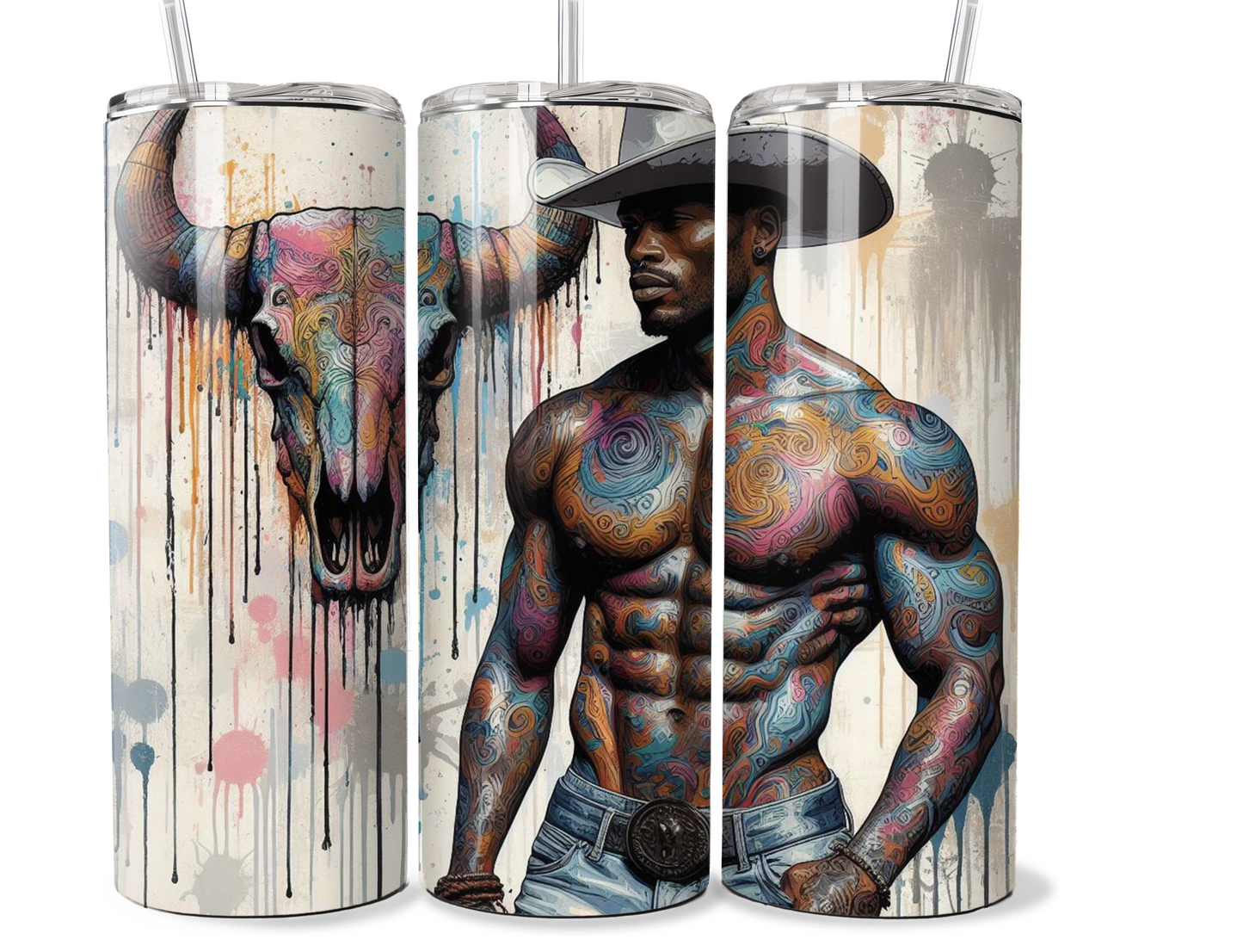 Cow Boy 20 oz stainless steel double walled Tumbler with quote