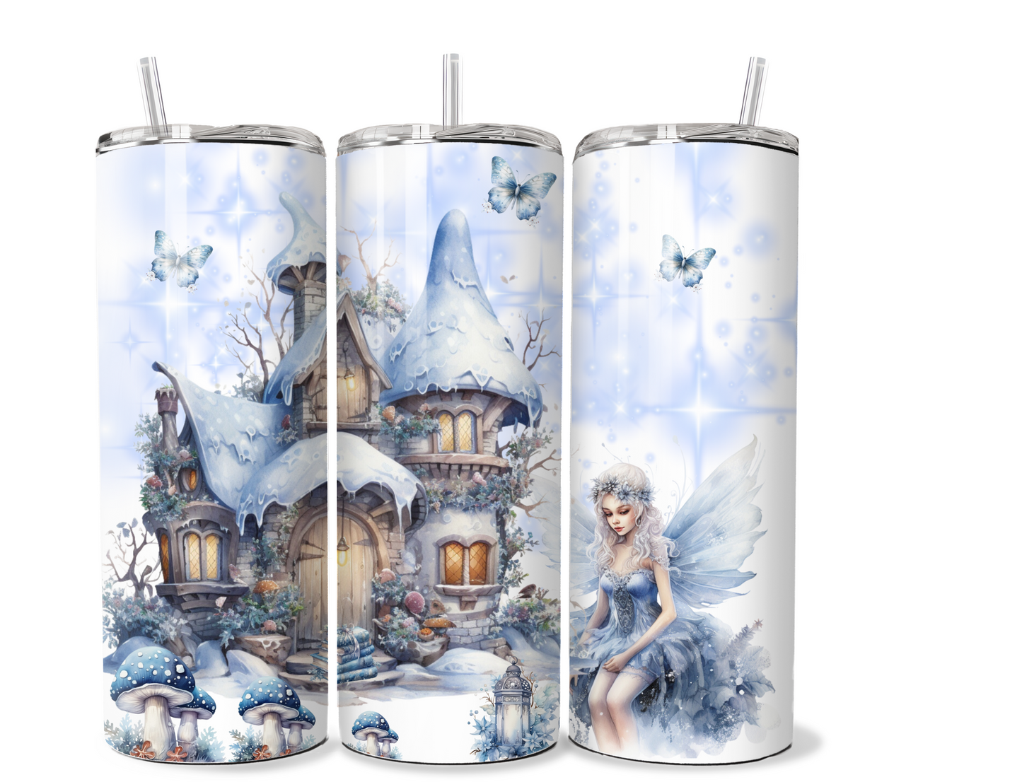 20 oz stainless steel double walled Tumbler-Winter fairy