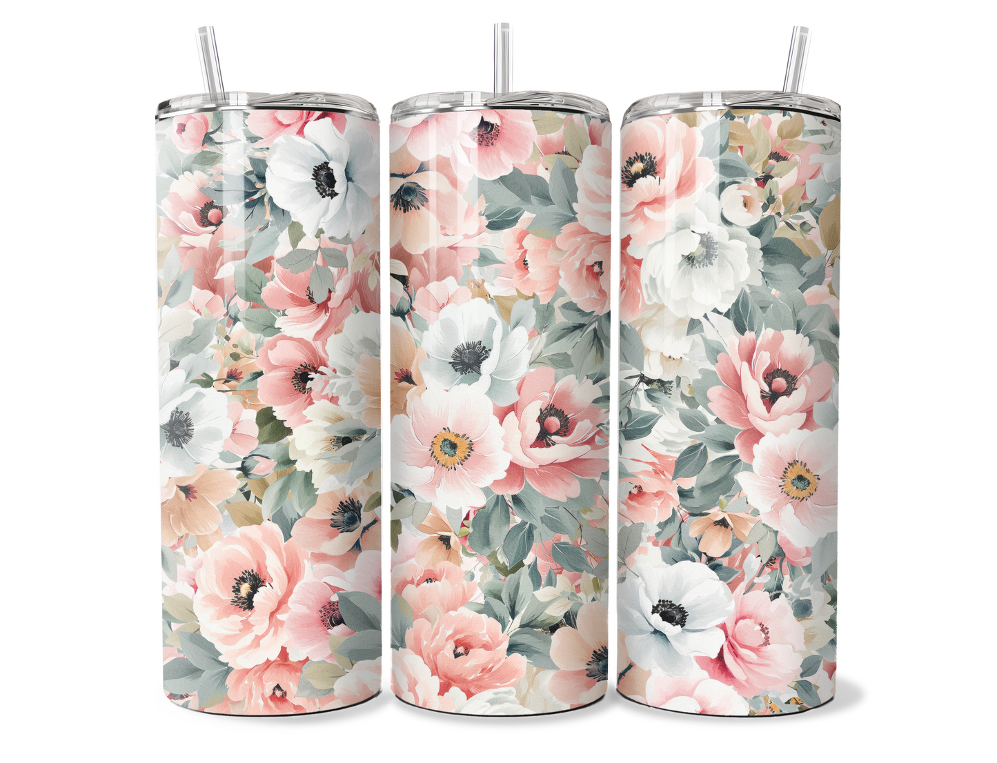 20oz Floral design metal tumbler, drinkware