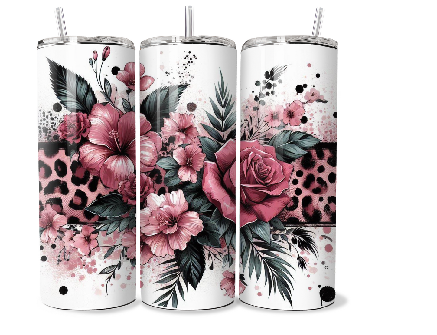 20oz Floral design metal tumbler, drinkware, sublimation