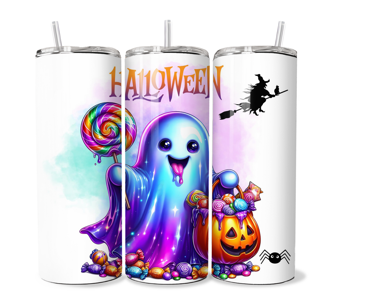 20 oz stainless steel double walled Tumbler-Halloween ghost