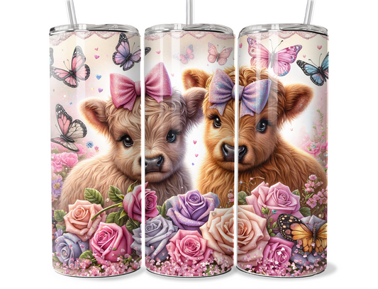 20 oz Highland Cow Tumbler, Metal insulated tumbler, sublimation wrap